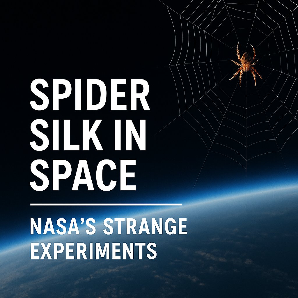 Spider web floating in zero gravity above Earth