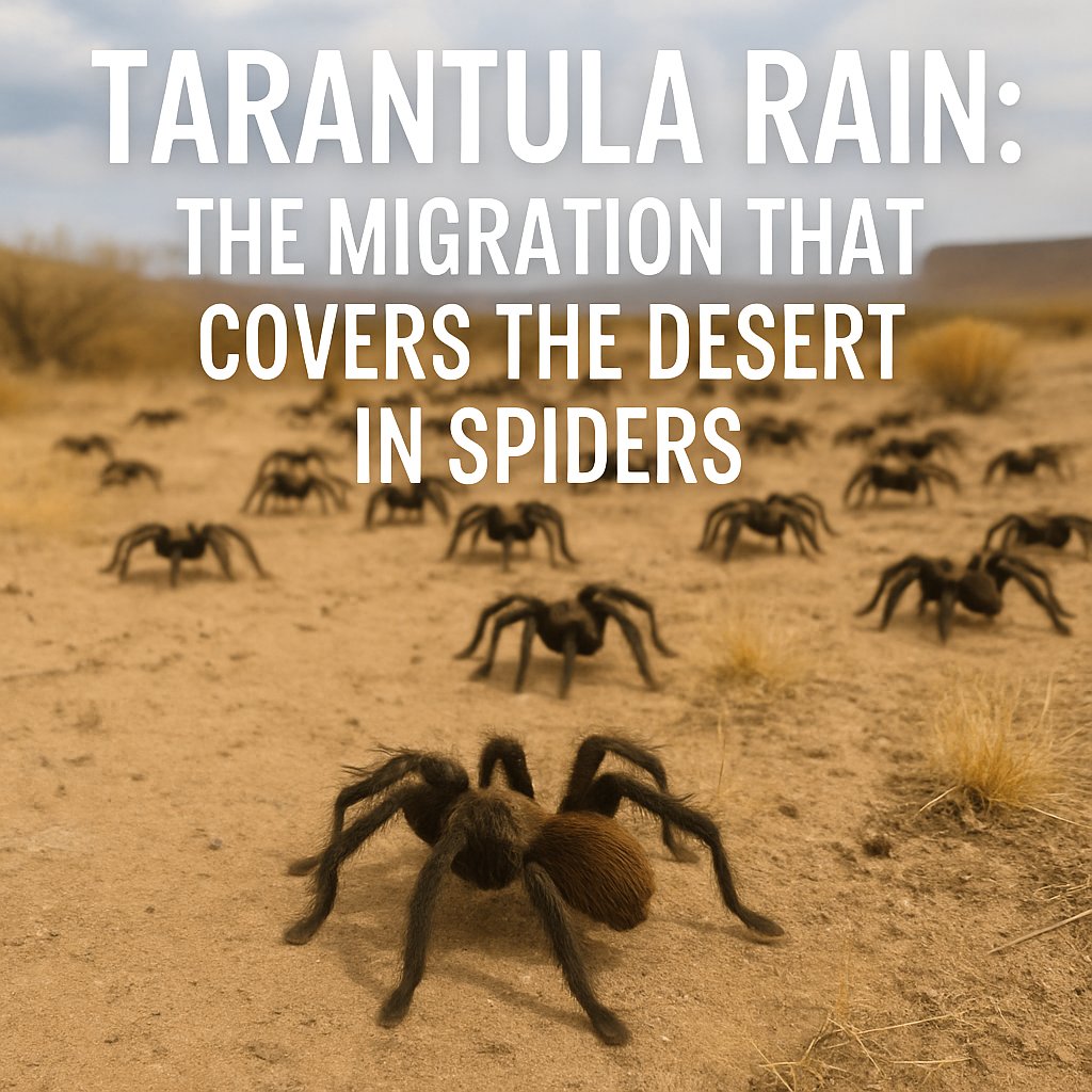 Thousands of tarantulas migrating across desert terrain